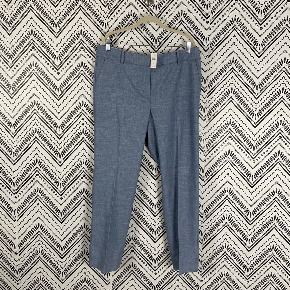 NWOT Women Talbots Blue Chambray Mid Rise Straight Leg Hampshire Ankle Pants 14